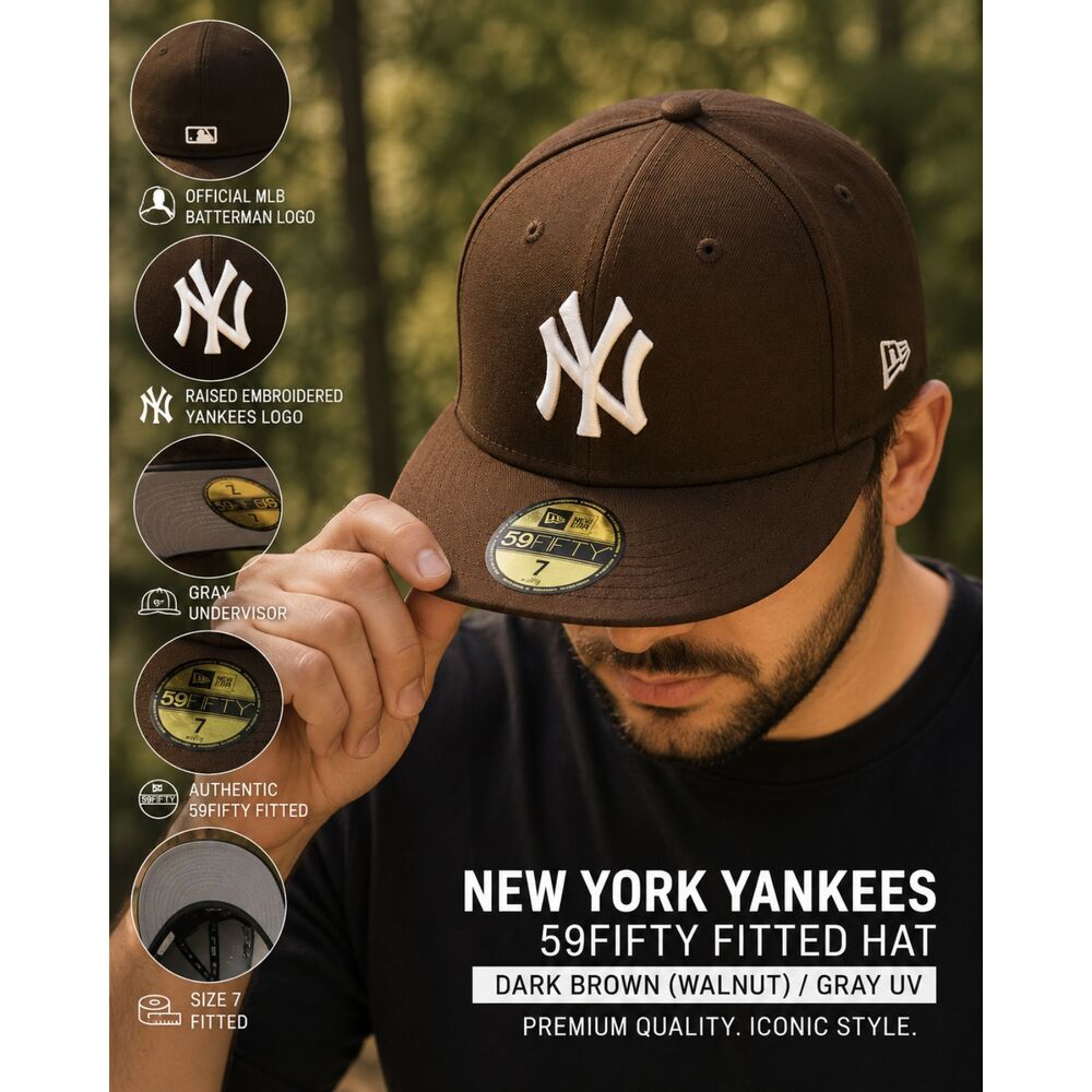 New Era 59FIFTY New York Yankees Dark Brown Fitted Hat Size 700